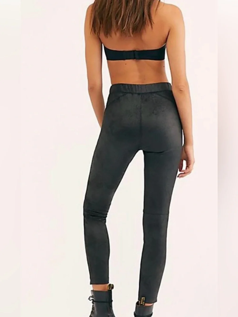 EUC FREE PEOPLE MIDNIGHT VEGAN SUEDE SKINNY BLACK—Large